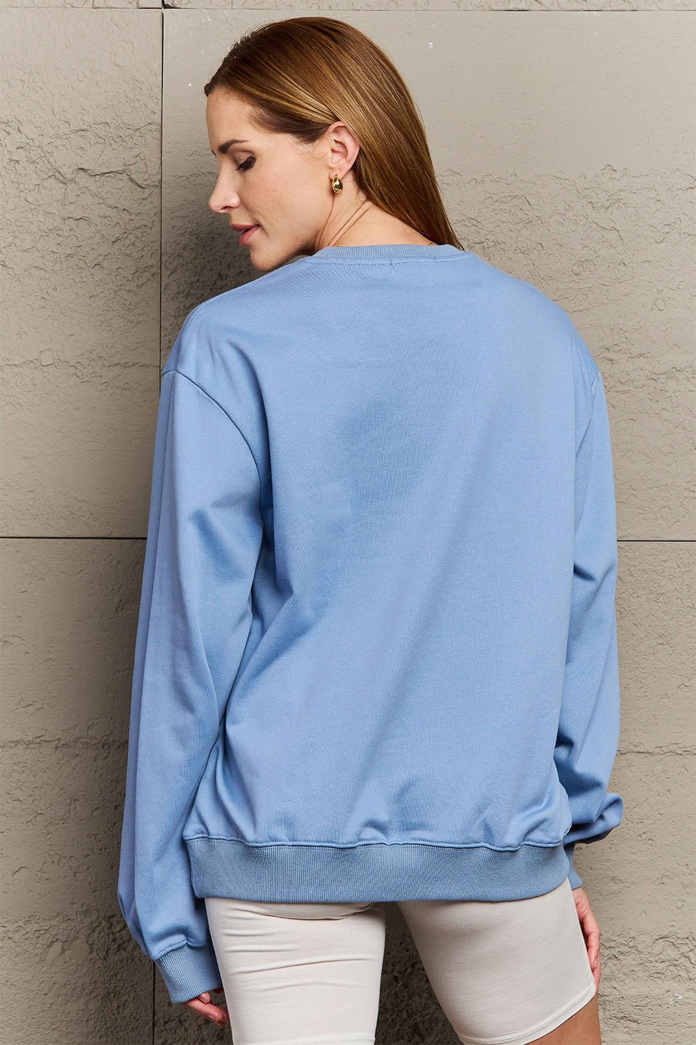 Simply Love Full Size Graphic Dropped Shoulder Sweatshirt - Blossoms&Moss