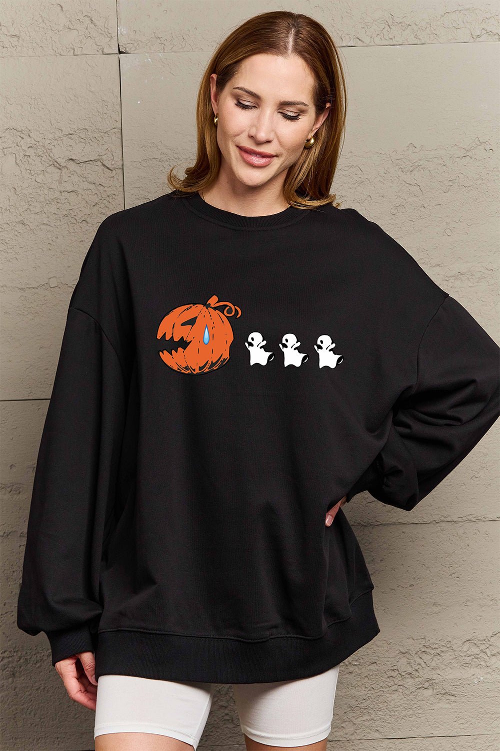 Simply Love Full Size Graphic Dropped Shoulder Sweatshirt - Blossoms&Moss