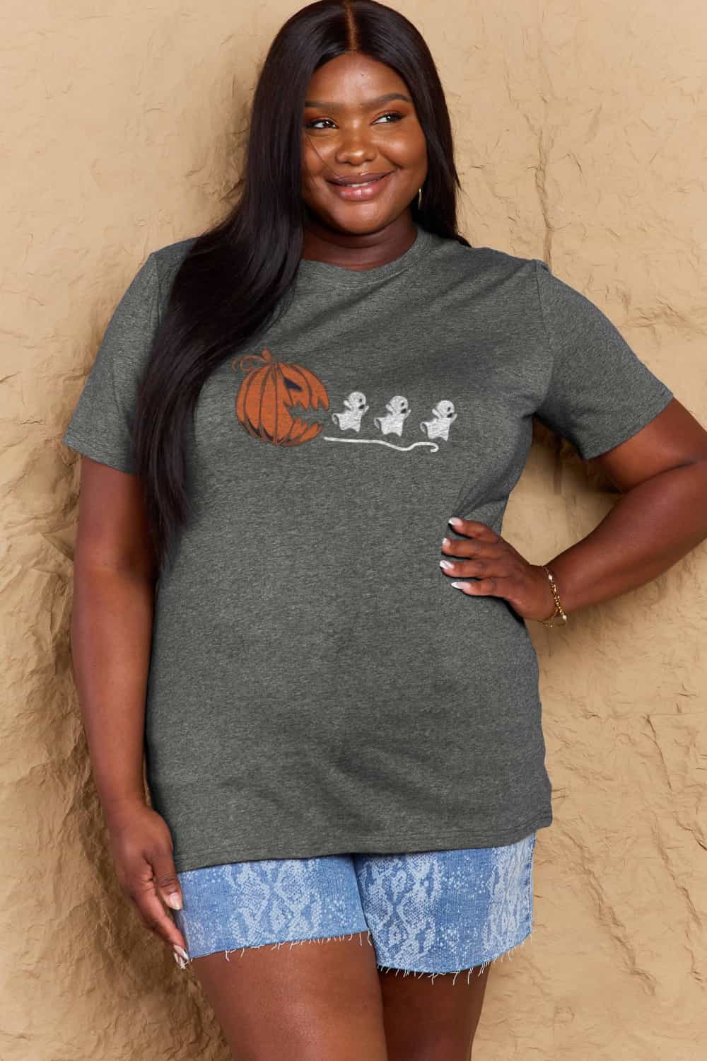 Simply Love Full Size Jack - O' - Lantern Graphic Cotton T-Shirt - Blossoms&Moss