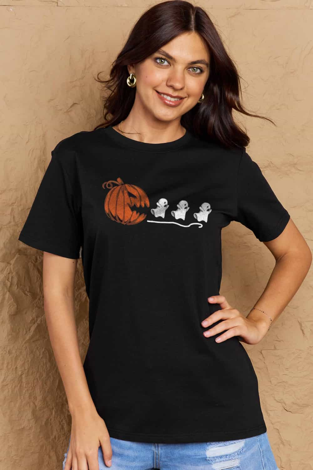 Simply Love Full Size Jack - O' - Lantern Graphic Cotton T-Shirt - Blossoms&Moss