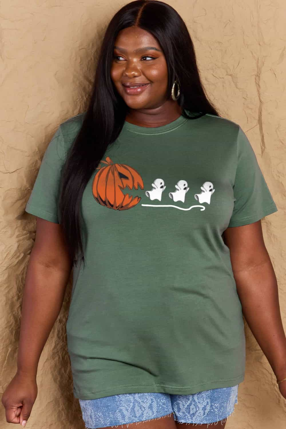 Simply Love Full Size Jack - O' - Lantern Graphic Cotton T-Shirt - Blossoms&Moss