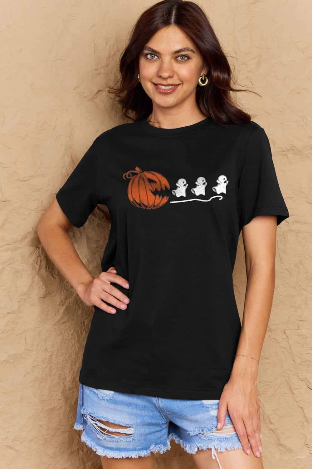 Simply Love Full Size Jack - O' - Lantern Graphic Cotton T-Shirt - Blossoms&Moss