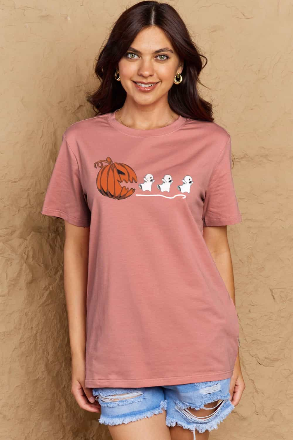 Simply Love Full Size Jack - O' - Lantern Graphic Cotton T-Shirt - Blossoms&Moss