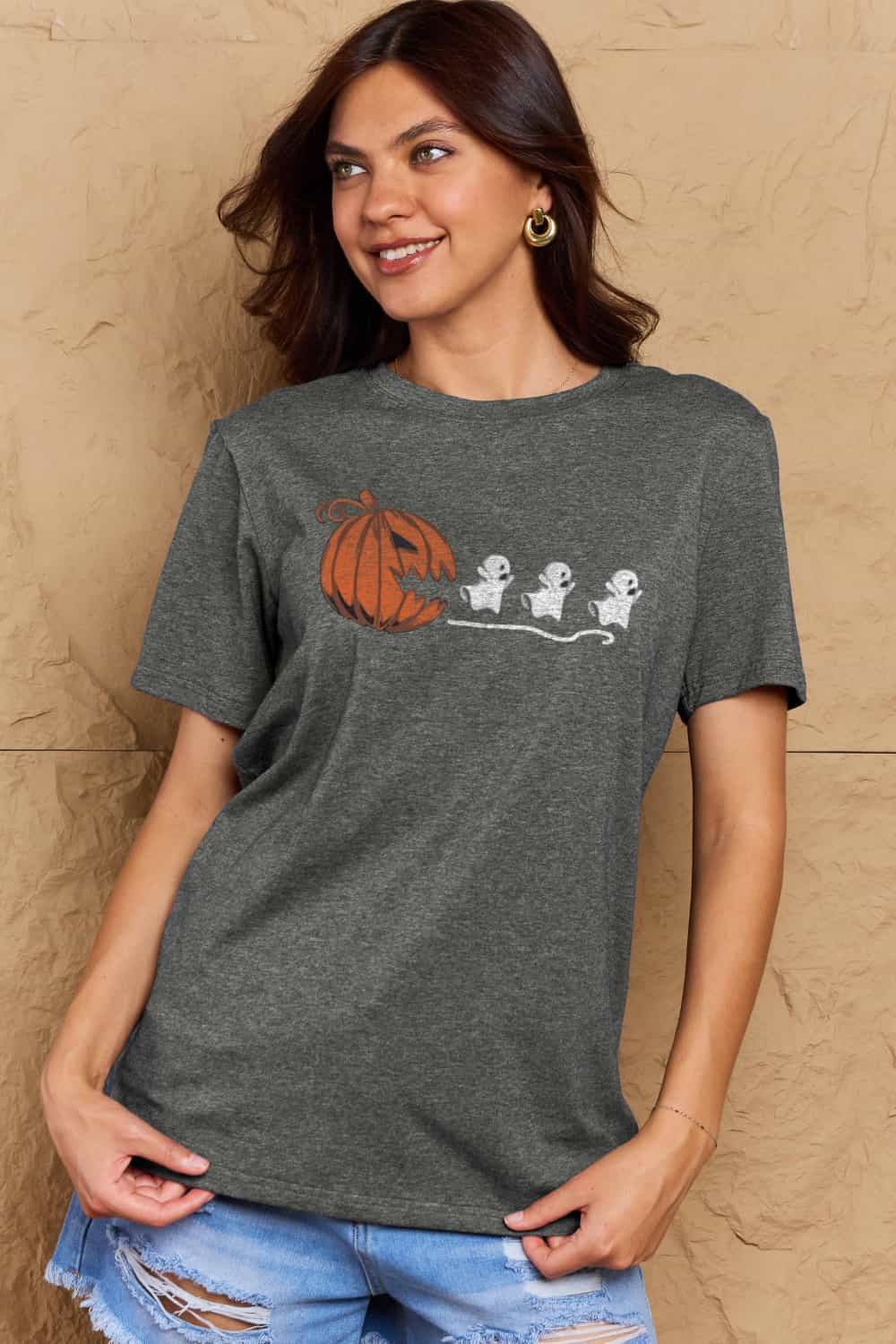 Simply Love Full Size Jack - O' - Lantern Graphic Cotton T-Shirt - Blossoms&Moss