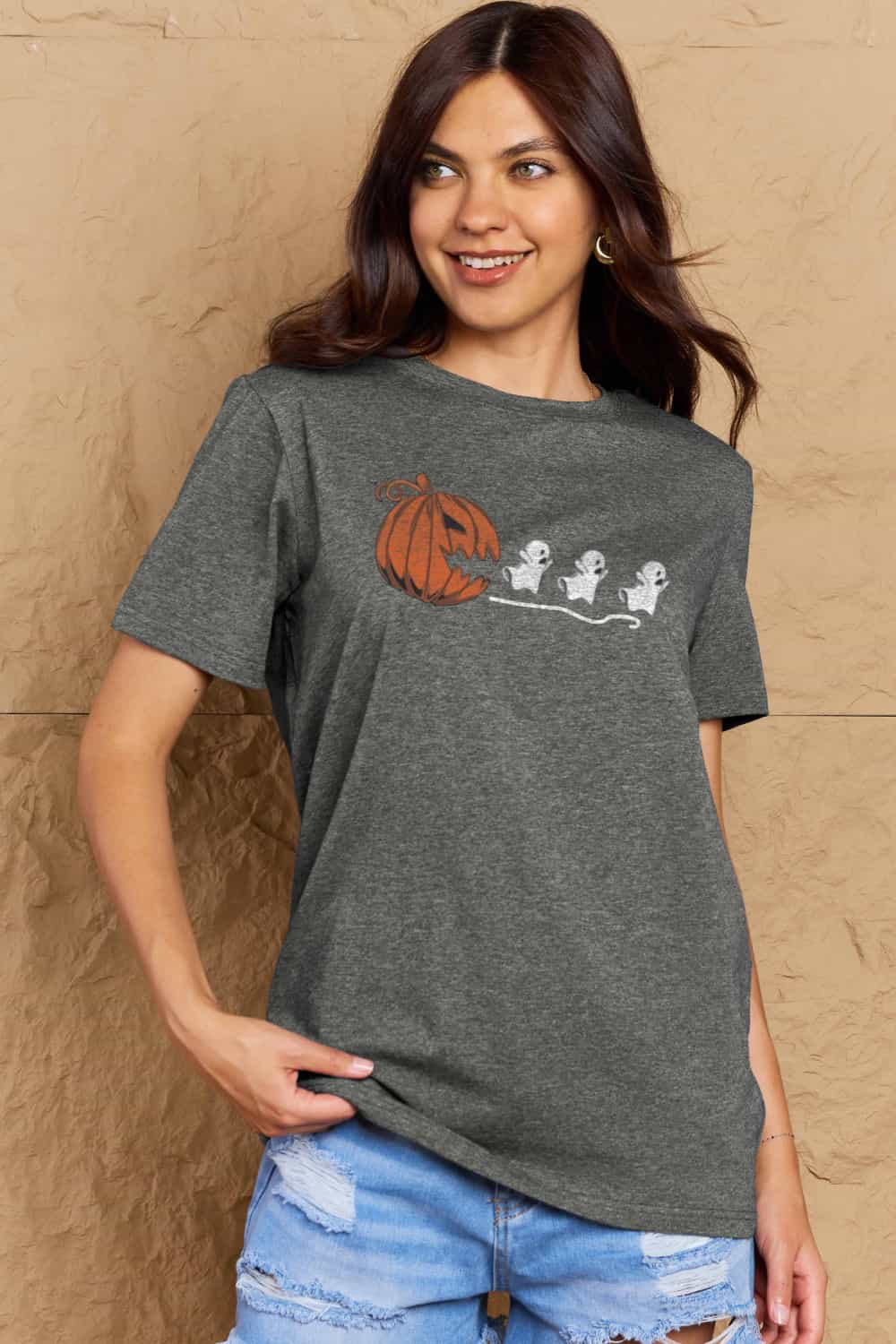 Simply Love Full Size Jack - O' - Lantern Graphic Cotton T-Shirt - Blossoms&Moss