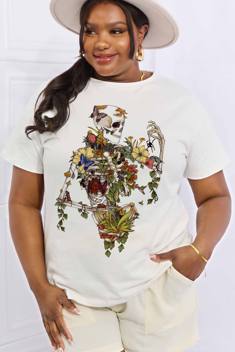 Simply Love Full Size Skeleton Graphic Cotton Tee - Blossoms&Moss