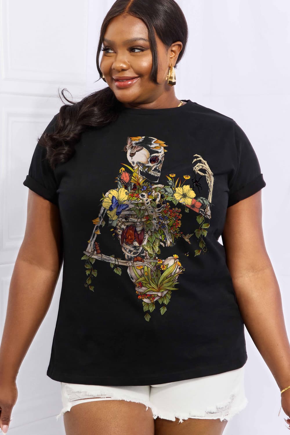 Simply Love Full Size Skeleton Graphic Cotton Tee - Blossoms&Moss