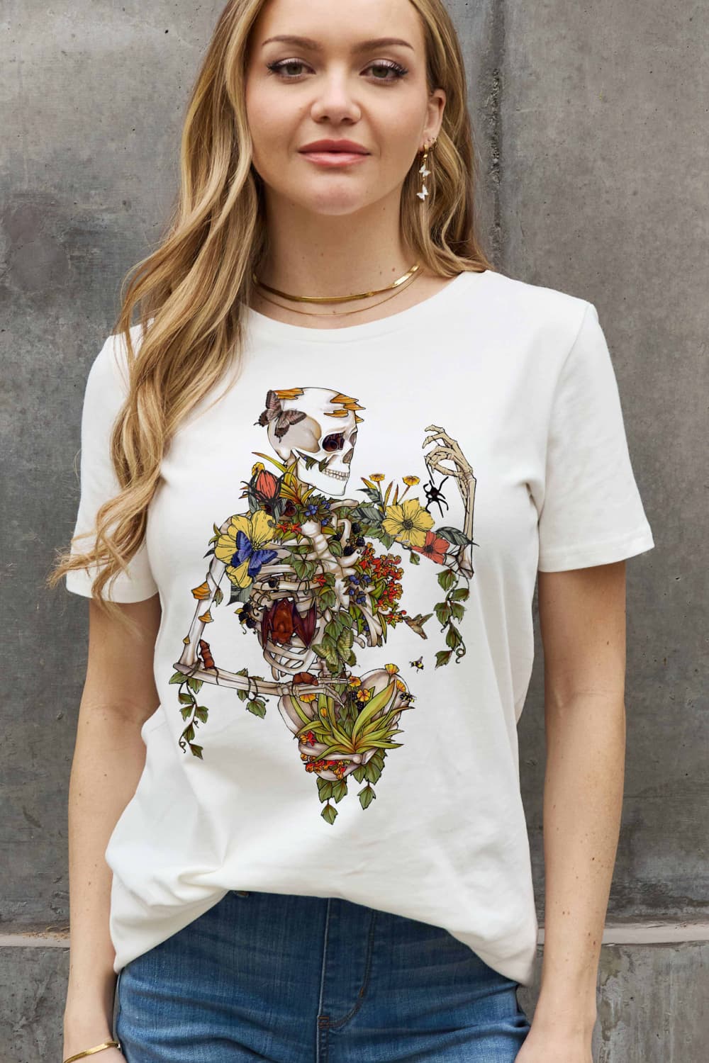 Simply Love Full Size Skeleton Graphic Cotton Tee - Blossoms&Moss