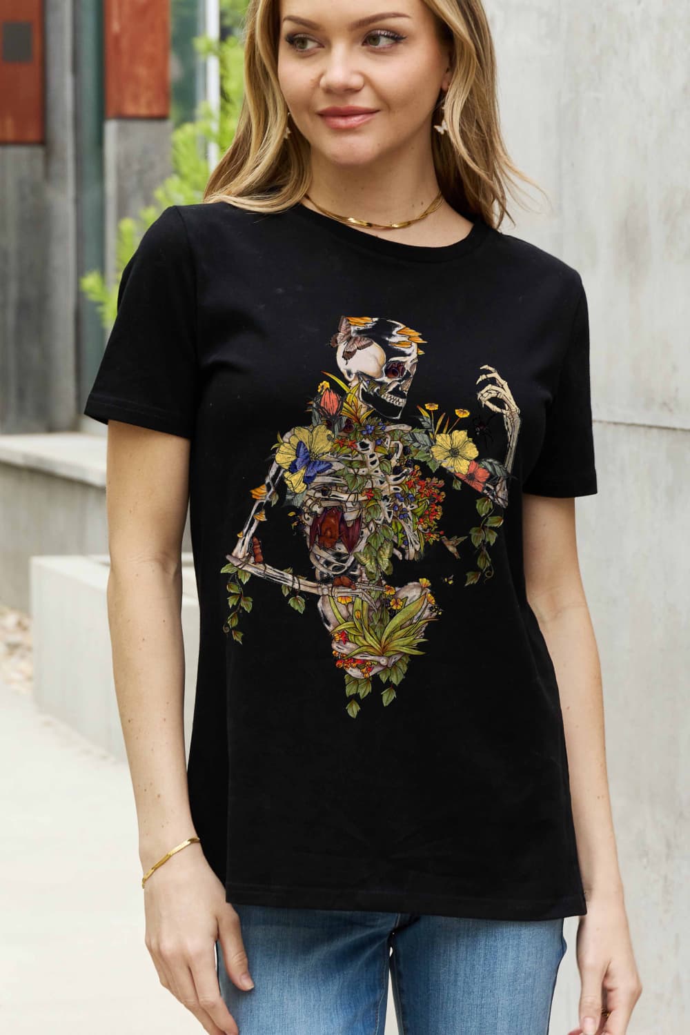 Simply Love Full Size Skeleton Graphic Cotton Tee - Blossoms&Moss