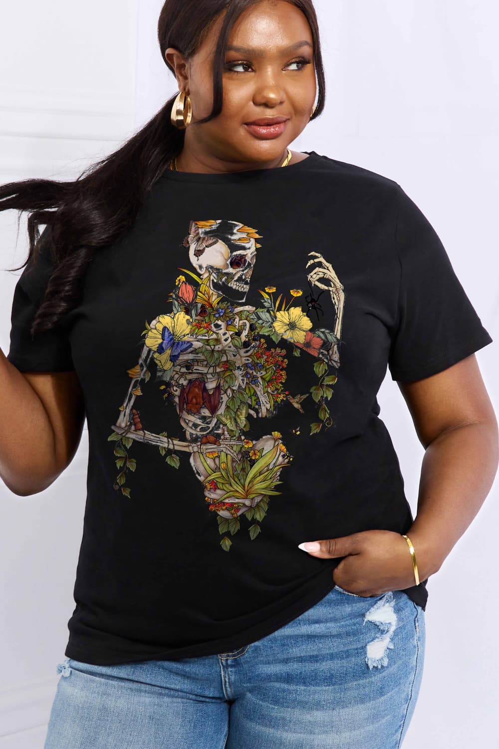 Simply Love Full Size Skeleton Graphic Cotton Tee - Blossoms&Moss