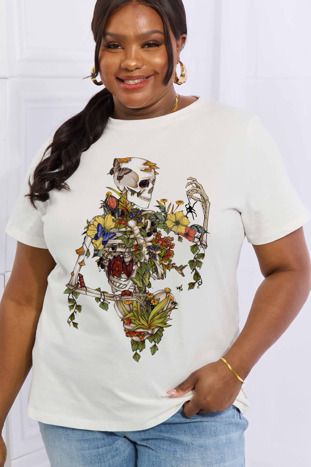 Simply Love Full Size Skeleton Graphic Cotton Tee - Blossoms&Moss