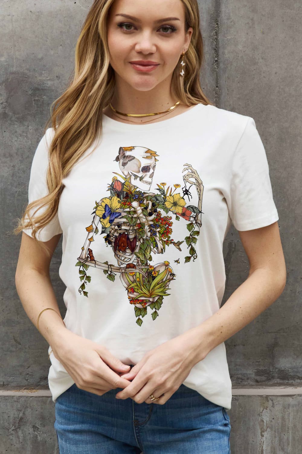 Simply Love Full Size Skeleton Graphic Cotton Tee - Blossoms&Moss