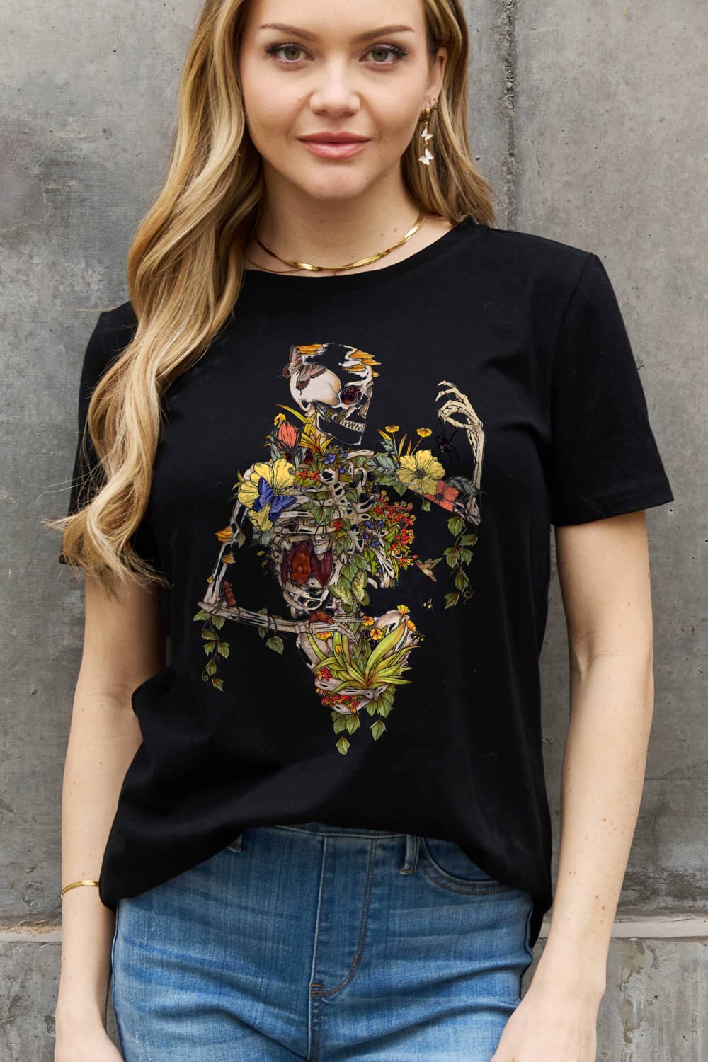 Simply Love Full Size Skeleton Graphic Cotton Tee - Blossoms&Moss