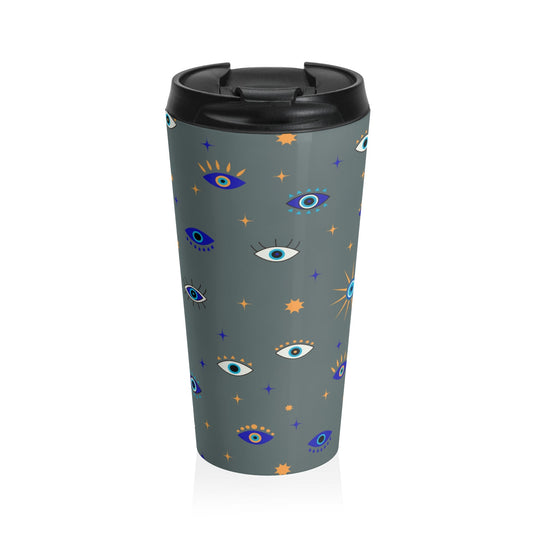 Stainless Steel Travel Mug evil eye print - Blossoms&Moss