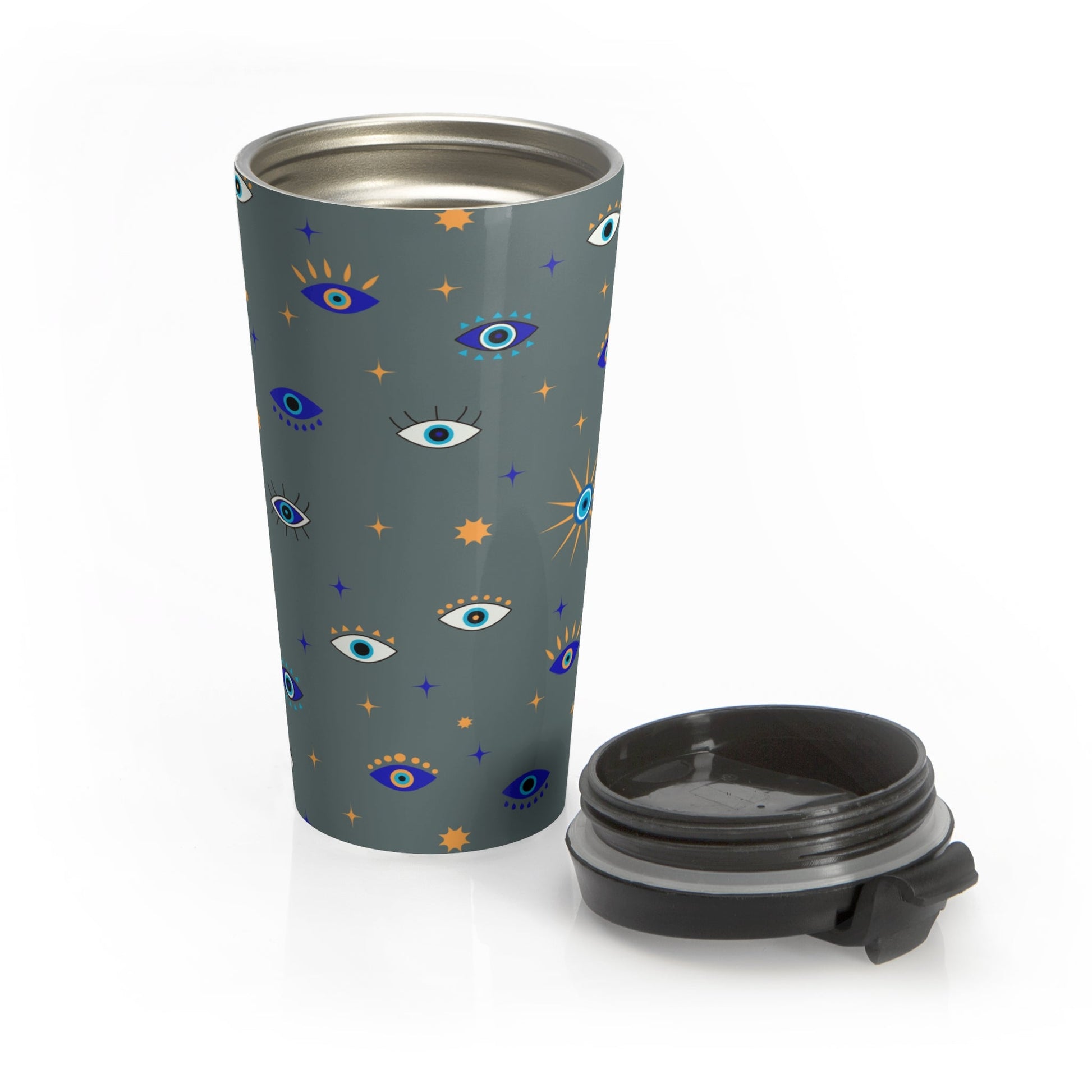 Stainless Steel Travel Mug evil eye print - Blossoms&Moss