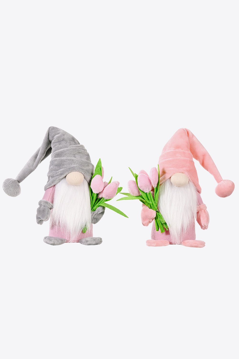 Standing Cute Plush Gnome with Tulip - Blossoms&Moss