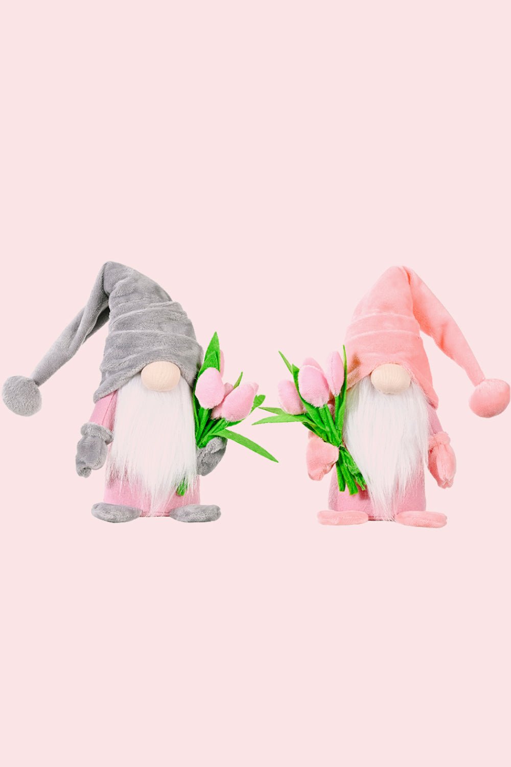 Standing Cute Plush Gnome with Tulip - Blossoms&Moss